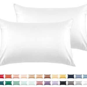 Cotton Pillow Cases Standard Size Set of 2, 600 Thread Count Pillowcases 20x26 Inches, Soft Long Staple Cotton Pillowcases Breathable with Envelope Closure,White