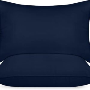 Bed Pillows for Sleeping (Navy), Queen Size, Set of 2, Hotel Pillows, Cooling Pillows for Side, Back or Stomach Sleepers