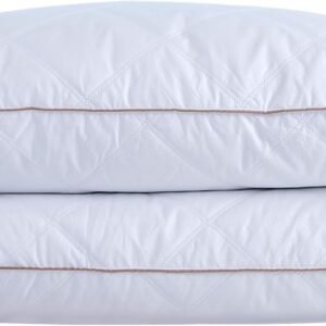 Goose Feathers and Down Pillow with Diamond Quilting with 100% Cotton Cover, Pack of 2, Standard Size