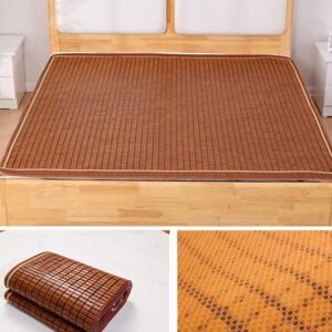 Summer Bamboo Sleeping Mat Cooling Rattan Mat Mahjong Bamboo Rugs for Living Room Double-Sided Use Student Single Double Bed Foldable Refreshing Breathable Sweat Bedding for Living Bedroom Floor
