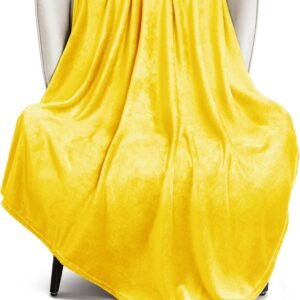 Extra Large Fleece Throw Blanket for Couch, Sofa, 300GSM Super Soft and Warm Blankets, Vibrant Yellow Throw , Cozy, Plush, Lightweight, 50x70 Inches
