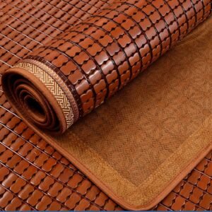 Double-Sided Cooling Bed Sheet Air Conditioning Mat, Folding Smooth Air Conditioning Mat for Bed, Bamboo Bed Mat Cooling Summer Sleeping Mat, Breathable Bed Sheet Smooth Air Conditioning Mat, (Color