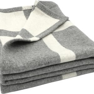 Wool Blanket & Throws 90% Wool Warm Blanket Soft Couch Blankets 75"x55" Twin Throw Blankets for Living Room, Camping, Outdoors, or Car Travel with Exquisite Box for Gift (Grey)