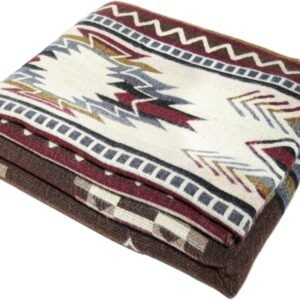 Alpaca Wool Throw Blanket, Native Design Wool Blanket, Throw Aztec Pattern Alpaca Wool Throw Blanket (Brown, Throw 78"x48")