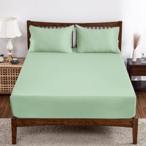 Bamboo Viscose Fitted Sheet 1 Pack California King Size Only,400 Thread Count,8-16" Deep Pocket,Bottom Sheet Colorfast Soft & Silky & Breathable(1 Fitted Sheet Only, Sage Green, Cal King)